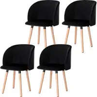 OEM Set aus 4 schwarzen Velvet-Essstühlen - elegant & klassisch - ergonomischer Komfort - stabil & modern - geeignet für diverse Innenräume