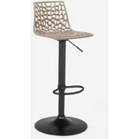 GRAND SOLEIL Verstellbarer Barhocker mit mattschwarzer Basis Spider Matt - Beige Jute