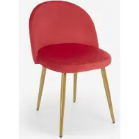 AHD Amazing Home Design Moderner Stuhl Sessel Samt Küche Esszimmer Wohnzimmer goldene Beine Bert - Rot