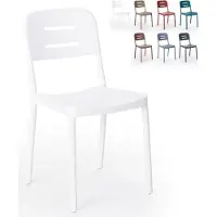 AHD Amazing Home Design Stuhl aus Polypropylen in modernem Design für Küche Bar Restaurant Garten Mose - Weiß