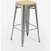 AHD Amazing Home Design stuhl hoch bar küche metall industriell oben h78cm holz steel up wood - Dunkel Grau