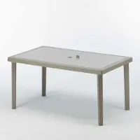 GRAND SOLEIL Boheme Poly Rattan rechteckiger Tisch 150x90 - Beige