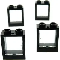 LEGO 4x Fenster Rahmen 1x2x2 schwarz Scheibe transparent weiß 60601 60592c01