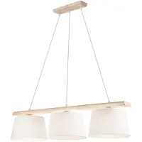Lamkur Hängelampe Sweden, altweiß/weiß, Textil, Holz, 3-flammig