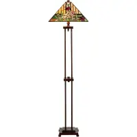 Casa Padrino Luxus Tiffany Stehleuchte Braun / Mehrfarbig 40 x 40 x H. 145 cm - Handgefertigt Tiffany Lampe aus 484 Teilen