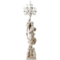 Casa Padrino Luxus Barock Stehleuchte Weiß / Beige Ø 46 x H. 198 cm - Prunkvolle Barockstil Stehlampe - Luxus Qualität - Italy