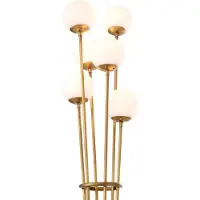 Casa Padrino Luxus Stehleuchte Antik Messingfarben / Schwarz / Weiß Ø 42 x H. 169 cm - Designer Stehlampe mit Marmorsockel und kugelförmigen Glas Lampenschirmen