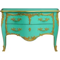 Casa Padrino Barock Kommode mit 2 Schubladen Antik Mintgrün / Gold - Handgefertigte Massivholz Kommode im Barockstil - Handgefertigte Barock Möbel - Edel & Prunkvoll