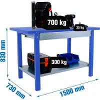 Simon Rack SIMONWORK BT6L PRO METAL 1BOX 1500 BLAU Werkbank mit Parafuses