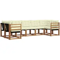 vidaXL Outdoor-Sofagarnitur 7 stk. Natur und Creme