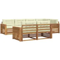 vidaXL Outdoor-Sofagarnitur 7 stk. Natur und Creme