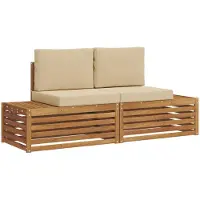 vidaXL 2 stk. Outdoor-Sofagarnitur Massives Akazienholz und Polyester