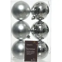 Ksd 6 Weihnachtskugeln silber 80 mm (grijs)