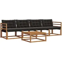 vidaXL Outdoor-Sofagarnitur 5 stk. Natürlich und Schwarz