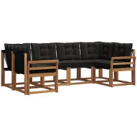 vidaXL Outdoor-Sofagarnitur 6 stk. Natürlich und Schwarz