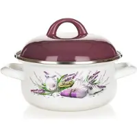 Banquet Emaillierter Topf, Traditioneller Topf mit Deckel, Lavendelmotiv Lavender 18 cm 1,4 l