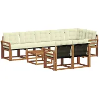 vidaXL Outdoor-Sofagarnitur 9 stk. Natur und Creme