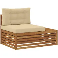 vidaXL Outdoor Endsofa 3 Stück Natur und Beige 115 x 83 x 73 cm