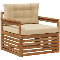vidaXL Outdoor-Sofa Massives Akazienholz und Polyester Natur und Beige