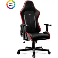 Diablo X-ST4RTER Gaming Stuhl Chair Bürostuhl Schreibtischstuhl PC Stuhl Ergonomisch Stoffbezug 2D Armlehnen Kippmechanismus, Farbe: Schwarz (LED)