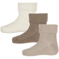 Minymo Socken - 3er-Pack - Rib - Light Taupe - - 11/14 - Socken