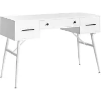 Beliani Schreibtisch Weiß Faserplatte Eisen 120 x 50 cm mit 3 Schubladen Stauraum Retro Homeoffice Schreibtisch Bürotisch