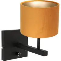 Steinhauer Schwarze Wandlampe Stanger mit goldenem Samt
