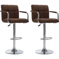 Syfax 2er Set Barhocker Braun Stoff drehbar höhenverstellbar Sitzhöhe 63-83 cm