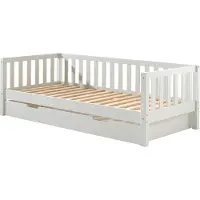 Vipack Einzelbett "Sprossenumrandung, Kiefer massiv, stabil gebaut und zeitloses Design", weiß, B:97,8cm H:68cm L:211,2cm, Betten, Einzelbett, inkl. Rolllattenrost, mit oder ohne Bettschublade