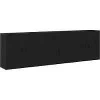 Syfax Sideboard Schwarz Eichen-Optik 240 x 33 x 70 cm Holzwerkstoff
