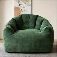 OKWISH Wellenform Einzelsitz Sofa Loungesessel Skulpturales Design Ergonomische Linien Flanelloptik Ideal für kleine Räume Grün