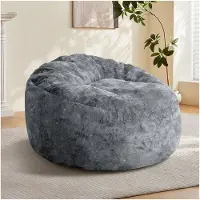 STILVORA Hochlehner Sitzsack Sessel mit ergonomischer Ganzkörper, Bean Bag Chair mit großzügiger Liegefläche, Loungesessel Grau mit schlichtem