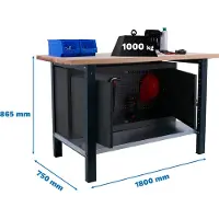 Simon Rack SIMONWORK BT6L PRO LAMINATSCHRANK 1800 ANTRACITE Werkbank mit Parafuses