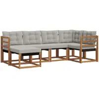 vidaXL Outdoor-Sofagarnitur 6 stk. Natürlich und Hellgrau