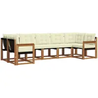 vidaXL Outdoor-Sofagarnitur 7 stk. Natur und Creme