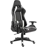 Syfax Ergonomischer Gaming-Stuhl, drehbar, verstellbare Rückenlehne, PVC, Weiß, 110 kg, 2 Kissen, 68x69x123-133 cm