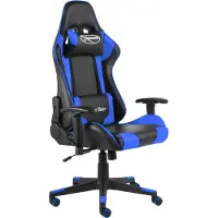 Syfax Gaming-Stuhl ergonomisch drehbar blau PVC höhenverstellbar 110 kg, 68 cm breit, mit 2 Kissen