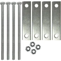 V2Aox Trucky Montagematerial 2 für Truckbox Werkzeugkiste Anhängerbox Deichselbox, Montage Set mit Stahlplatten, Schrauben und Muttern, aus Aluminium