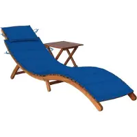 Syfax Sonnenliege mit Tisch und Auflage Massivholz Akazie