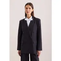 Seidensticker Jackenblazer , Damen, Gr. 38, schwarz (dunkelblau), 52% Polyester, 43% Schurwolle, 5% Elasthan, unifarben, Blazer Jackenblazer
