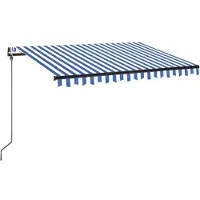 Syfax Automatische Markise mit LED Windsensor 350x250 cm Blau Weiß