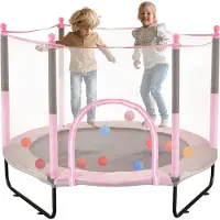 StarTech.com Mini-Trampolin für Kinder - Indoor-Rebounder mit Netz - 1545 mm - Rosa - Fitness-Spielgerät für aktive Kinder