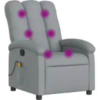 Syfax Massagesessel Hellgrau Stoff 70 x 93 x 101 cm (B x T x H) mit 6-Punkt-Vibrationsmassage und manueller Liegefunktion bis 135 Grad