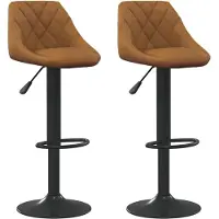Syfax 2 Samt Barhocker Braun höhenverstellbar drehbar mit Fußstütze 46x44x(82-103)cm