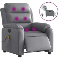 Syfax Massagesessel Elektrisch Grau Kunstleder