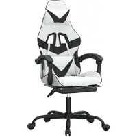 Syfax Gaming-Stuhl mit Fußstütze Drehbar Weiß & Schwarz Kunstleder