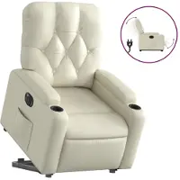 Syfax Relaxsessel mit Aufstehhilfe Elektrisch Creme Kunstleder