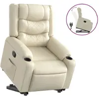 Syfax Relaxsessel mit Aufstehhilfe Creme Kunstleder