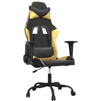 Syfax Gaming-Stuhl mit Massagefunktion Schwarz & Golden Kunstleder
