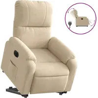 Syfax Relaxsessel mit Aufstehhilfe Elektrisch Creme Mikrofasergewebe